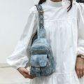 Cross-border tide chest bag women's simple fashion washed leather chest bag casual shopping crossbody bag street trend shoulder bag.