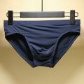 Men's ice silk panties ultra-thin silky breathable translucent mid waist briefs. 