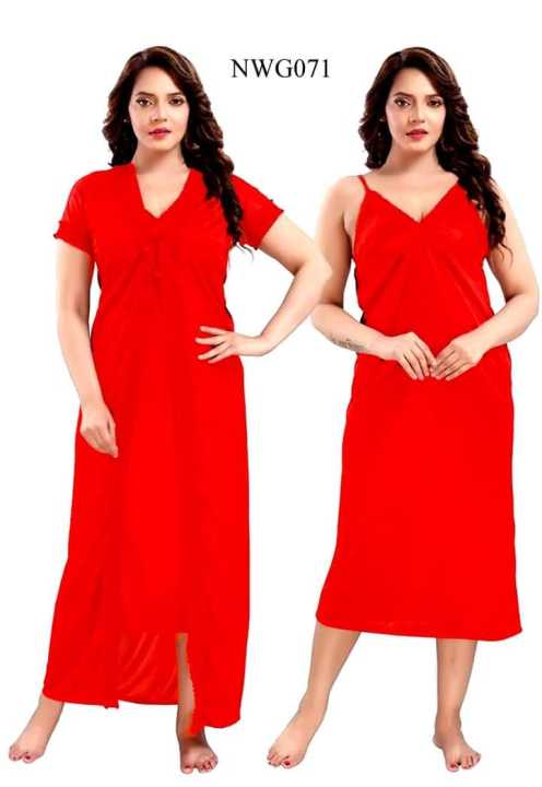 Sleep in Style with Women s 2 Part Long Solid Night Dress Set A Fashionable and Comfortable Choice for Nighttime Wardrobe Daraz .bd