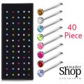 Stone Nose Pin For Women 40 Piece (box) multicolour  nose pin. 
