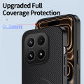 lthmy for Xiaomi 17 Casing Carbon Fiber Leather Phone Case Bracket Shockproof Stand Holder Hard Back Cover.