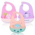 Silicone Baby Bibs with Food Catcher (Multicolor). 