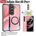 3 in 1 Infinix Hot 60 Pro+ Shockproof Phone Case With Magnetic Wireless Charging Sticker For Infinix Hot 60 Pro Plus Hot 50 Pro+ Anti Spy Full Coverage Tempered Glass + Lens Film.