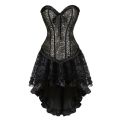 Women Lace Floral Corset Dress Victorian Vintage Corset Top Waist Cincher Bustier Gothic Asymmetrical Skirt Set Plus Size. 