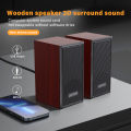 Computer desktop Wired wooden speakers USB-powered 3.5mm audio jack Surround sound 4D speakers Smartphone computer speakers.