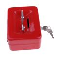 Creative Portable Metal Storage Container Safe Lock Box Money Coffer Red. 