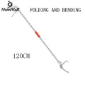 MeterMall 1.2M/1.5M Foldable Snake Catcher Tongs Multipurpose Stainless Steel Wide Jaw Reptile Grabber Stick Tools. 