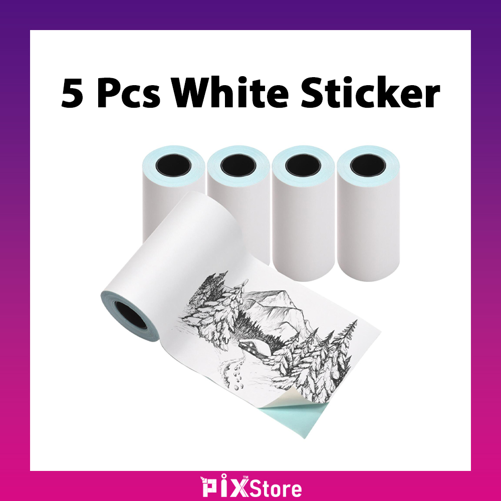 Pix 5 Rools / 5 pcs Sticker Paper Rolls for Thermal Printing 57x30mm Mini Thermal Printer Self-adhesive Thermal Sticker Printing Paper PAPERANG P1/P2 Mini Photo Printer Thermal Paper for Label Printer Waterproof Oil-proof Sticky Paper Roll