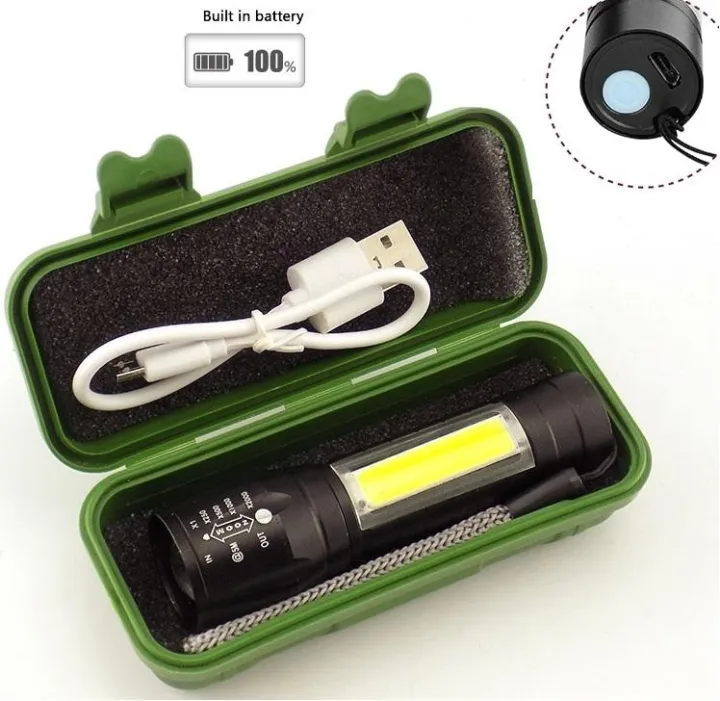 Rechargeable Flashlight Torch LED USB Portable Torches 4 Modes Zoom ...
