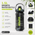 1.5 Liter Sports Water Bottle with Straw, 1500ml Leakproof BPA-Free Plastic Bottle,.