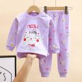 New Kids Boys Girls Pajama Sets Cartoon Print Long Sleeve O-Neck T-Shirt Tops with Pants Toddler Baby Autumn Sleeping Cloth DS39. 