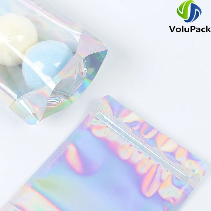 100PCS%20Smell%20Proof%20Plastic%20Package%20Ziplock%20Bags%20Clear%20Front%20Holographic%20Silver%20Pouches%20Recyclable%20Metallic%20Mylar%20Storage%20Bags%20-%20Image%206