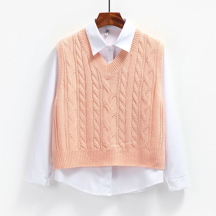 Korean%20Fashion%20Women's%20Sweater%20Vest%202024%20New%20Spring%20Autumn%20Twist%20Knitted%20Loose%20V%20Neck%20Sleeveless%20Pullover%20Female%20Jupmer%20Tops%20-%20Image%204
