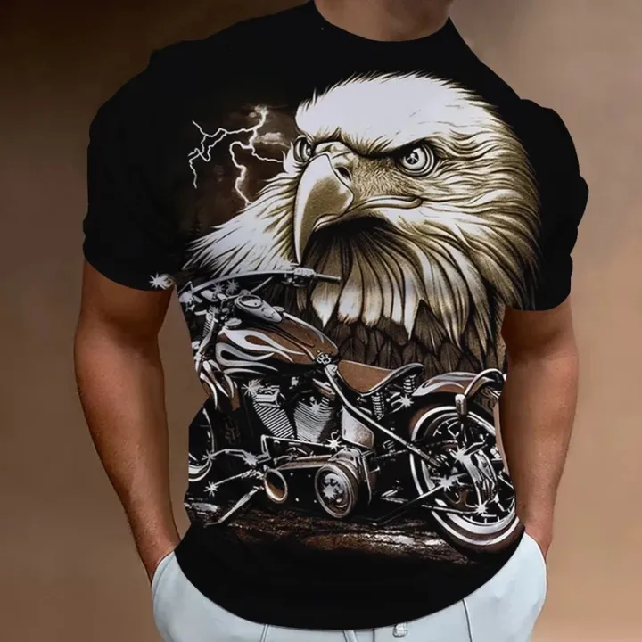 American%20Eagle%20Pattern%20Men'S%20Tees%203D%20Motorcycle%20Printing%20T-Shirt%20Short%20Sleeve%20Retro%20Top%20Summer%20Men's%20Clothing%20Oversized%20Blouse%20-%20Image%202