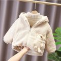 1 2 3 4 5 6 Years Baby Boy Jacket Winter Thicken Warm Hooded Children's Outerwear Cute Bear Plush Coats For Toddler Girl Clothes. 