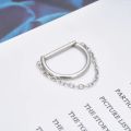ASTM F136 Titanium 16G Hinged Segment D Shape Clicker Septum Ring with Chain Nose Ring Cartilage Earring Helix Lobe Piercing.
