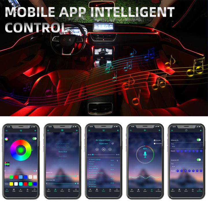 5/6/9/10%20In%201%20Bluetooth%20Car%20Accessories%20Interior%20Decoration%20Ambient%20Cold%20Led%20Rgb%20Dashboard%20Neon%20Strip%20By%20App%20Control%20Music%20-%20Image%205