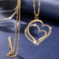 DY Romantic Wedding Party Pendant Necklace Earrings and Bracelet Jewelry Set for Women Gift Box Heart Diamond Crystal Zinc Alloy.