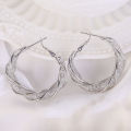 Stainless Steel Twisted Hollow Circle Versatile Simple Earrings Jewelry Bride Wedding Engagement Gift. 
