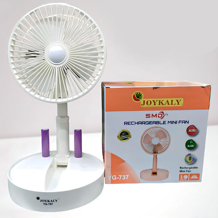 Rechargeable and Portable Mini Table Fan With LED Light Joykali - 737 Folding Fan