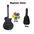Dark DK-100B Best Beginner choice Premium Acoustic Guitar + Bag + Picks - Black. 