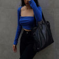 Autumn Women's T-shirt New Long Sleeves Casual Bodycon Crop Top Female T-shirts Brown Streetwear Fashion Slim Cropped Tops.