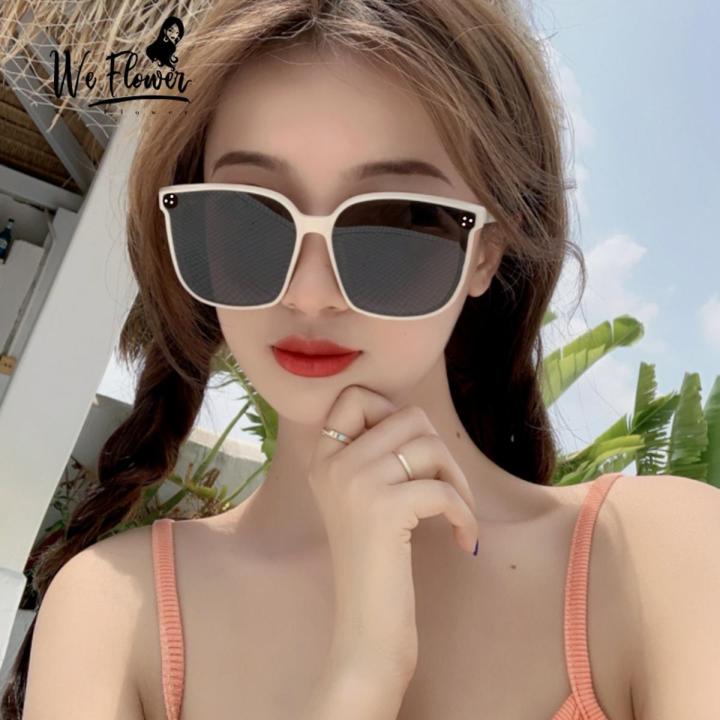 We Flower Korean White Frame Sunglasses for Women Ins Trendy