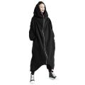 Plus Size Women Autumn Winter Solid Color Zip Hooded Sweatshirt Long Fleece Coat. 