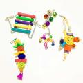 Bird Toys, Parrot Cage Hammock Hanging Bell Toy Colorful Swing Bell String Rattan Ball Bite String Toy 5pcs. 