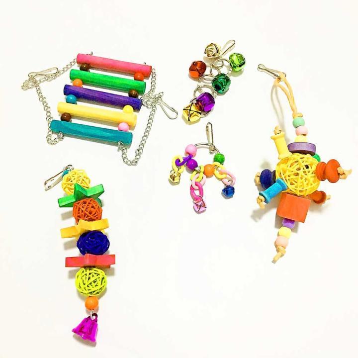 Bird%20Toys,%20Parrot%20Cage%20Hammock%20Hanging%20Bell%20Toy%20Colorful%20Swing%20Bell%20String%20Rattan%20Ball%20Bite%20String%20Toy%205pcs%20-%20Image%203