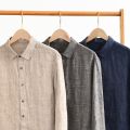 100% Pure Linen Shirts for Men Long Sleeve Casual Turn-down Collar Basic Classic Tops Male Fashion Solid Color Retro Clothing. 