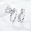 Follow Cloud 1.5ct Pearl Water Drops Pear-shaped Moissanite Diamond Rings for Women Wedding Band Jewelry S925 Sterling Silver. 
