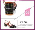 Women's shoes new fashion Gladiator Buckle Strap Cover pointed plaid decorative high-heeled shoes soft soles comfortable covered head non-slip sandals.