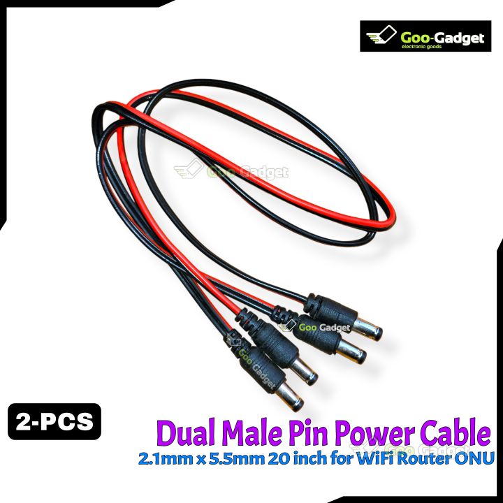2-PCS Dual Male Pin Power Cable 2.1mm x 5.5mm for WiFi Router ONU – 20 ...