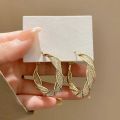Stainless Steel Twisted Hollow Circle Versatile Simple Earrings Jewelry Bride Wedding Engagement Gift. 