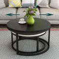 Round Coffee Tables,2 Round Nesting Table Set Circle Coffee Table with Storage Open Shelf for Living Room Modern Minimalist Style Furniture Side End Table of Stable(Black &. 