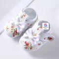 Newborn Baby Flower Print Shoes Summer Baby Girl Cute Bow Floral Print Breathable Princess Shoes Soft Sole Flat Anti-Slip Sandals(0-12 Month) - Baby Shoes Girls. 