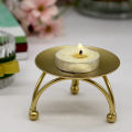 Delicate product European Style Candlestick Iron Candle Holders Retro Round Table Golden For Home Festive Ornament 1Pcs. 