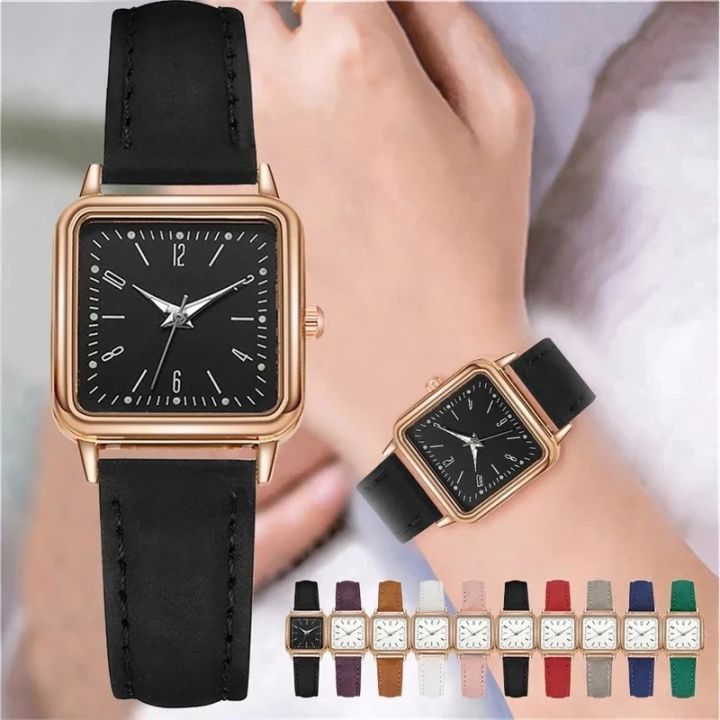 Women Watches Luminous Leather Strap Digital Wristwatches Ladies Quartz