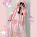 New Melody Autumn/Winter Peach Set Long Plush Couple Home Fur Yellow Bear Pajamas.