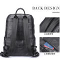 Leather backpack men's large capacity sense of luxury simple light travel bag business casual backpack travel computer book. 