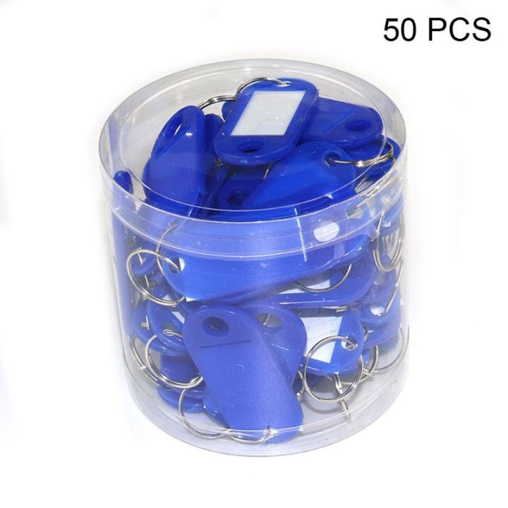 50pcs Key ID Tag Baggage Luggage Name Label Card with Split Ring Keyring