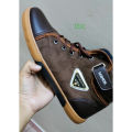 Boot shoes for man high neck design korean mashup leather breathable fabrical shoes with rubber plain sool. 