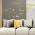 3D Wall Clock DIY Big Wall Clocks Modern Living Room Acrylic Mirror Stickers Self-Adhesive Quartz Watch Silent Home Decoration. 