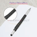 1 PC 6 in1 Multifunctional Screwdriver Ballpoint Pen Touch Screen Metal Gift Ruler Spirit Level Creative Stationery Gift Touch Screen Stylus Design Tool School Office Stationery Pens.