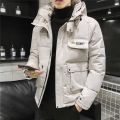 2022 New Winter Men Jacket Korean Fashion Thicken Warm Tooling Style Hooded Loose Casual Coat Multi-pocket Men Short Outerwerar. 