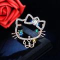 Fashionable Trendy Hello Kitty Brooch for Women Hijab Pin - Crystal Rhinestone Brooch Hijab Safety Pin for Girls Simple Stylish - Hizab Safety Pin for Girls and Women - Hijab Pin for Women. 