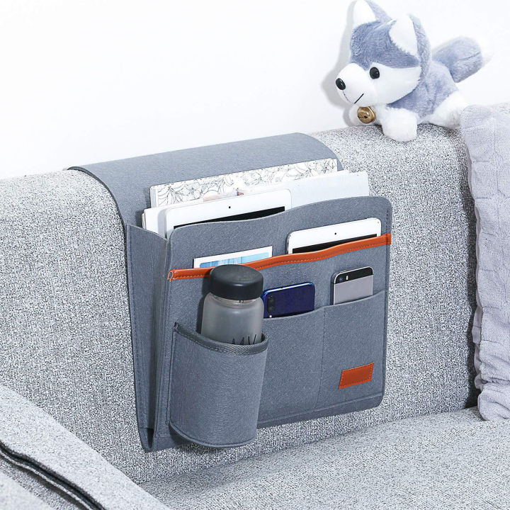 Migeet%20Bedside%20Caddy%20Bedside%20Organizer%20Bag%20Holder%20with%205%20Pockets%20Felt%20Hanging%20Storage%20Organizer%20for%20Bed%20Rails%20Dorm%20Sofa%20-%20Image%203