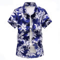 Men floral printed Slim Short sleeve shirts Summer Hawaiian vacation Party casual red blue black Shirt camisa masculina 6XL 7XL.