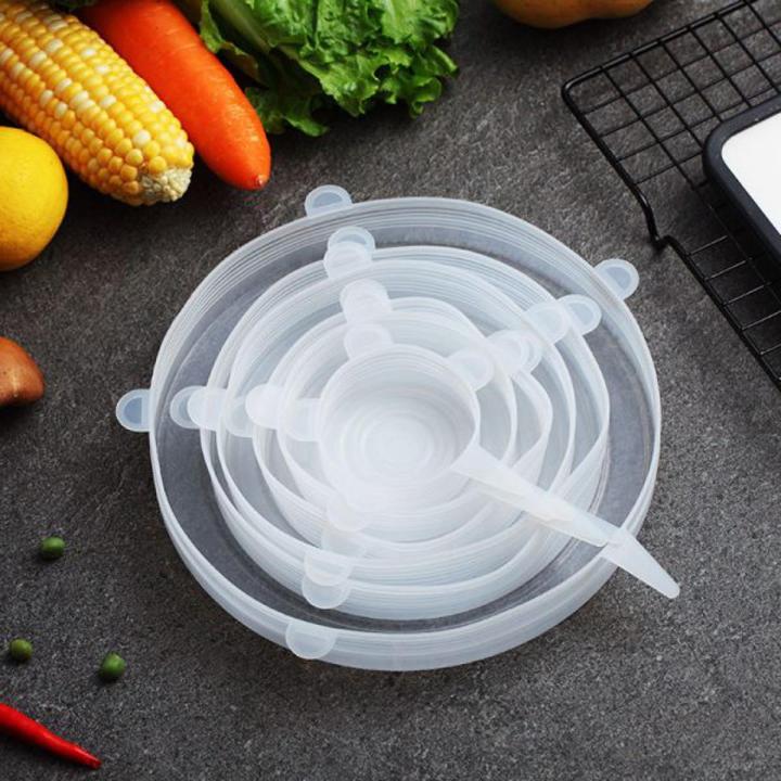 6 Pcs/ Set Reusable Food Silicone Cover Stretch Lids Caps for Cookware Pot Cover Kitchen Accessories